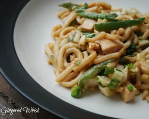 Udon Noodles with Asian Vegetables and Peanut Sauce