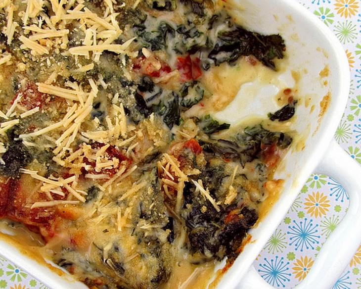 Baked Fontina and Kale with Sun-Dried Tomatoes