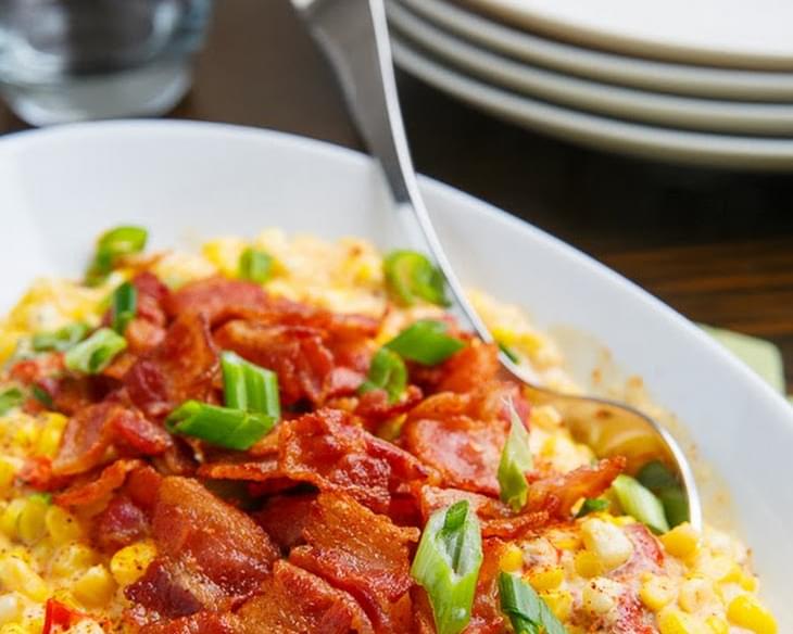 Creamed Corn with Roasted Red Peppers and Bacon