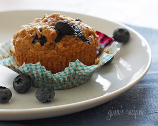 Low Fat Whole Wheat Blueberry Muffins