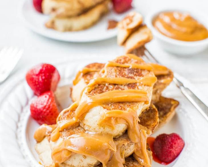French Toast with Peanut Butter Maple Syrup