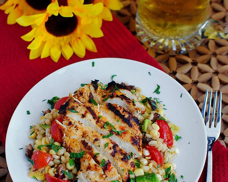 Grilled Chicken with Mom's Barley Corn Salad