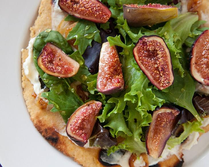 Roasted Fig Flatbreads with Chevre and Greens