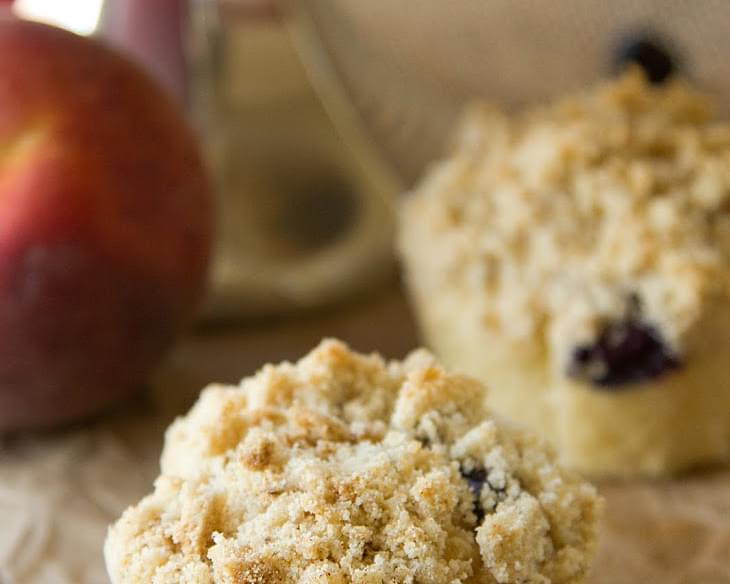 Blueberry Peach Coffee Cake Muffins