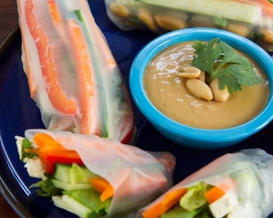 Summer Veggie Rolls with Spicy Peanut Lime Sauce