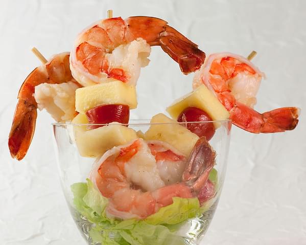 Shrimp and Pineapple Kebabs with Lime Viniagriette