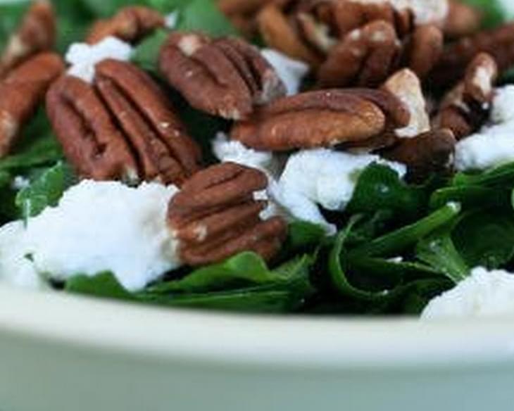 Spinach and Sorrel Chopped Salad with Pecans and Goat Cheese
