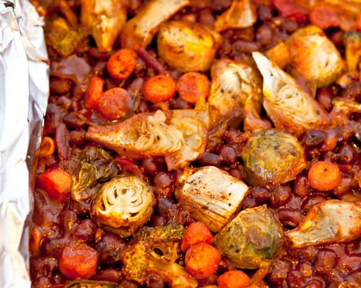 Spicy Baked Black Beans with Vegetables (Vegan, Gluten Free)