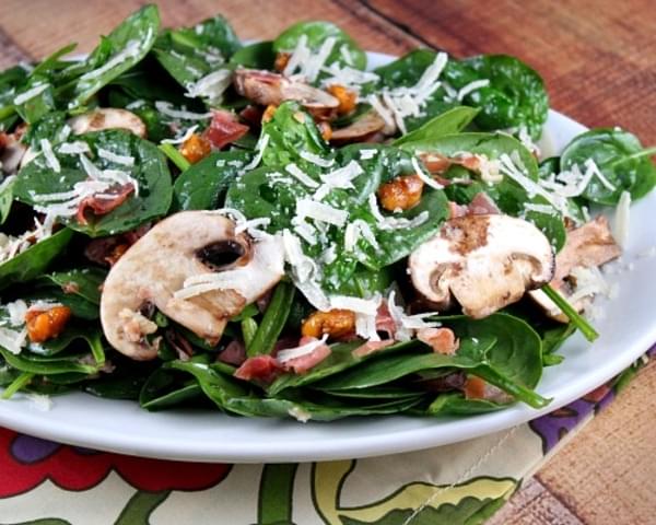 Spinach Salad with Hot Prosciutto Dressing