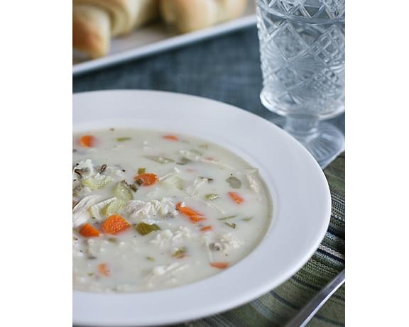 Creamy Wild Rice and Turkey Soup {Slow Cooker}