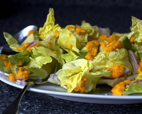 Avocado Salad with Carrot-Ginger Dressing