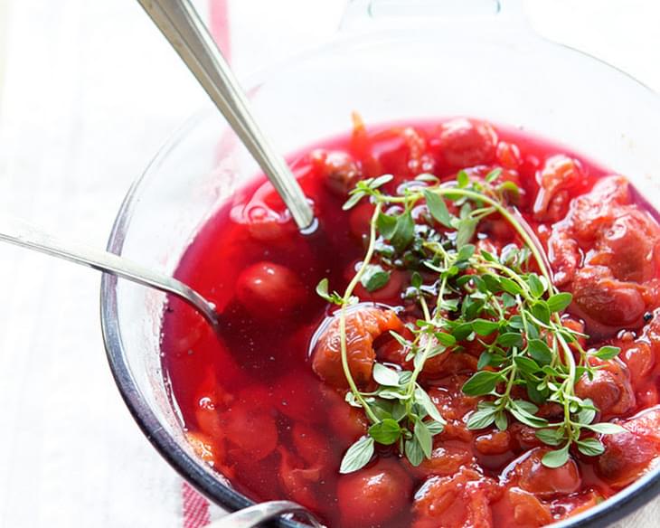 Sour Cherry Soup Infused With Lemon Thyme And Vanilla
