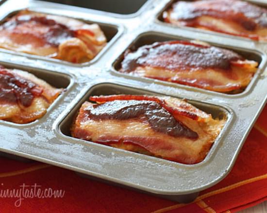 Bacon Topped Petite Turkey Meatloaf with BBQ Sauce
