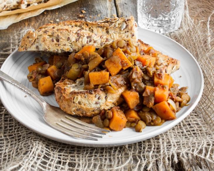 Maple Baked Lentils with Sweet Potato