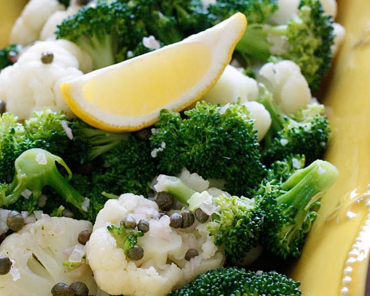 Broccoli and Cauliflower Salad with Capers in Lemon Vinaigrette