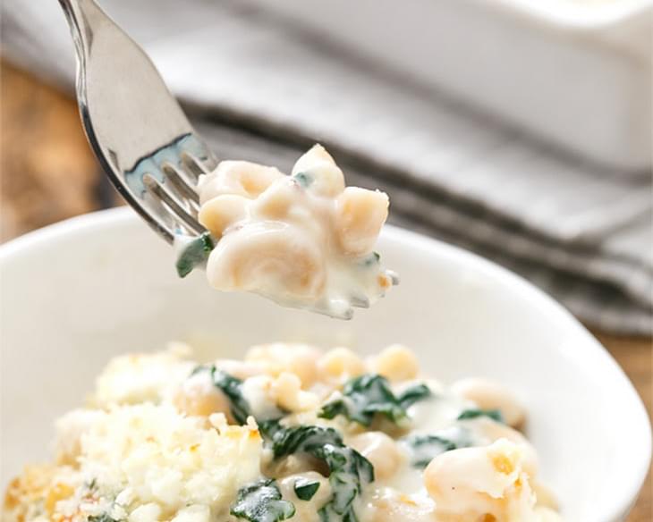 Whole Wheat Macaroni and Cheese with Spicy Garlic Swiss Chard