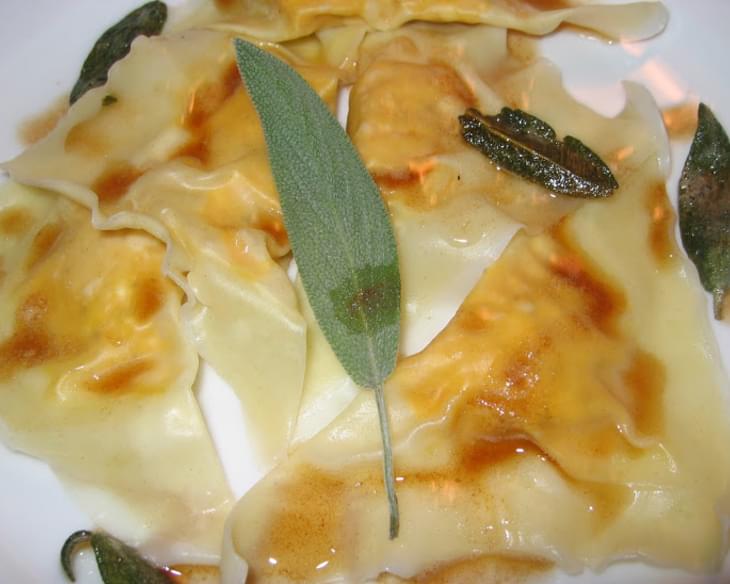 Pumpkin and Cream Cheese Ravioli in Sage and Butter Sauce