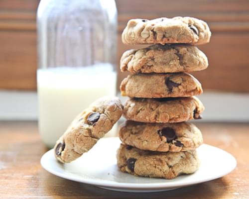 Chunky Chewy Whole Grain Toffee Chocolate Chip Oatmeal Cookies