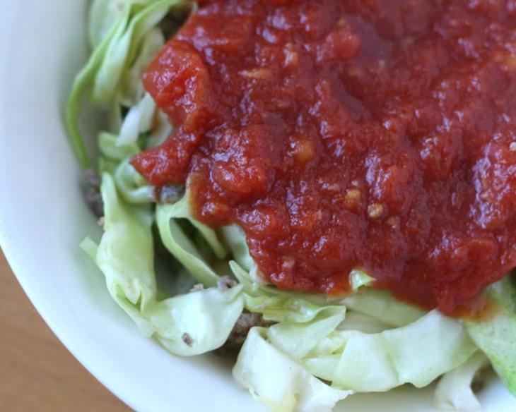 Cabbage Ribbons with Sausage and Thyme Marinara Sauce