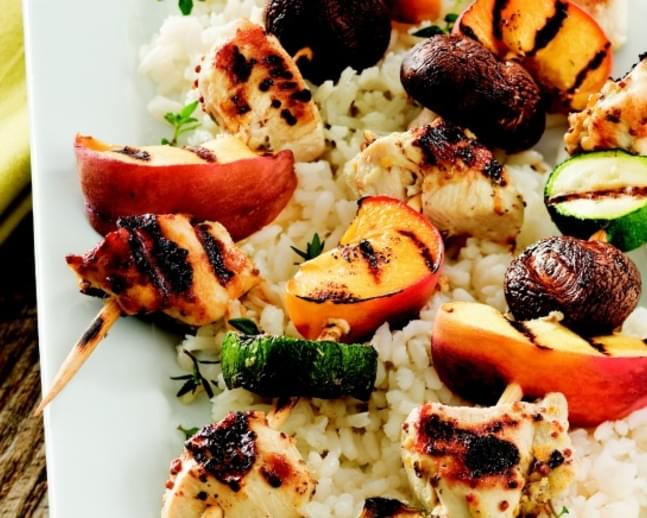 Grilled Chicken and Peach Kabobs