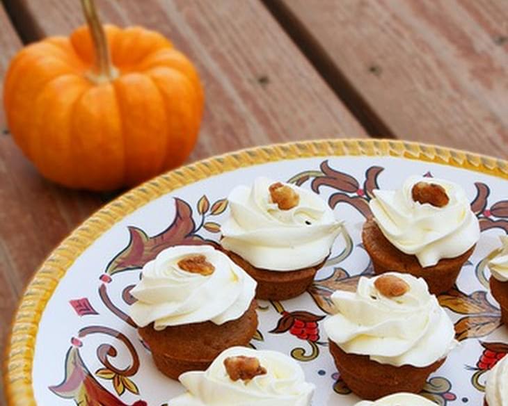 Pumpkin Walnut Cupcakes with Spiced Cream Cheese Frosting