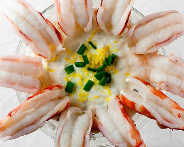 Poached Shrimp with Sour Cream Horseradish Dipping Sauce