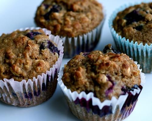 Oatmeal Blueberry Applesauce Muffins