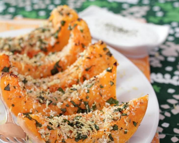 Parmesan Panko Crusted Squash with Sour Cream
