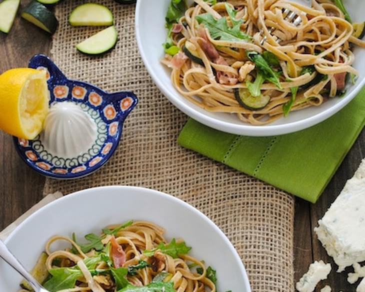 Fettuccine with Blue Cheese, Arugula & Crispy Prosciutto