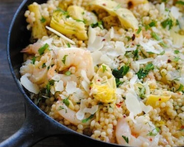 Lemon and Artichoke Couscous with Shrimp