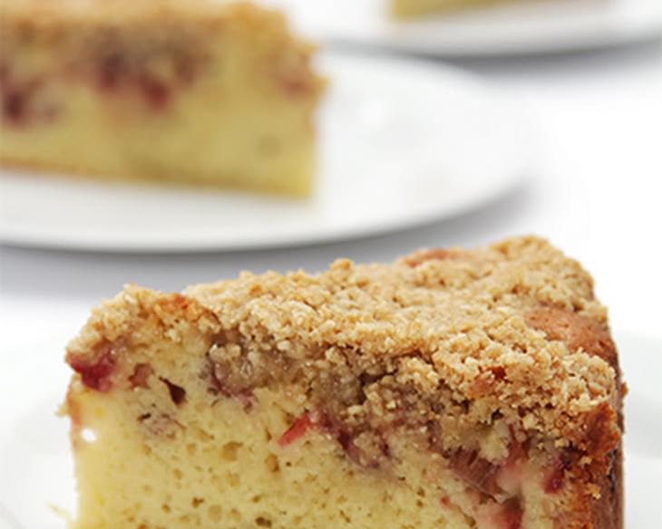 Rhubarb and Oat Crumb Cake with Fresh Ginger