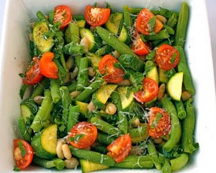 White Bean Salad with Zucchini, Green Beans, and Tomatoes