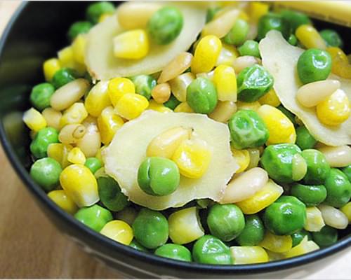 Stir-Fry Pine Nuts with Corn and Sweet Peas Recipe (清炒松子玉米甜豆)