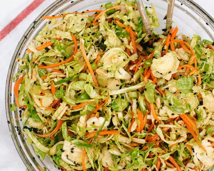 Asian Brussels Sprout Slaw with Carrots and Almonds