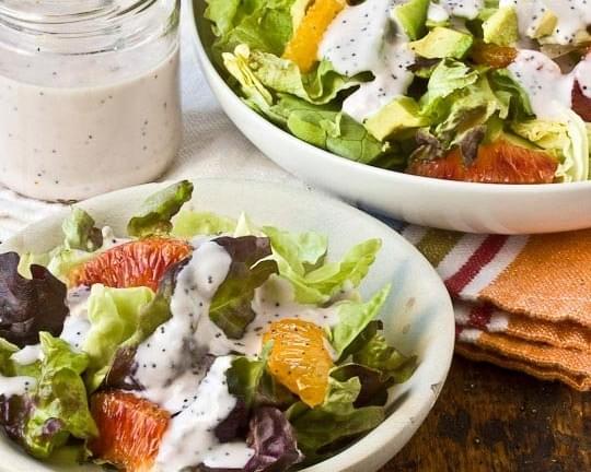 Late-Winter Salad with Strawberry Poppy Seed Dressing