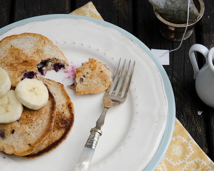 Whole Wheat Blueberry Buttermilk Pancakes (Made with Homemade Nut Buttermilk)