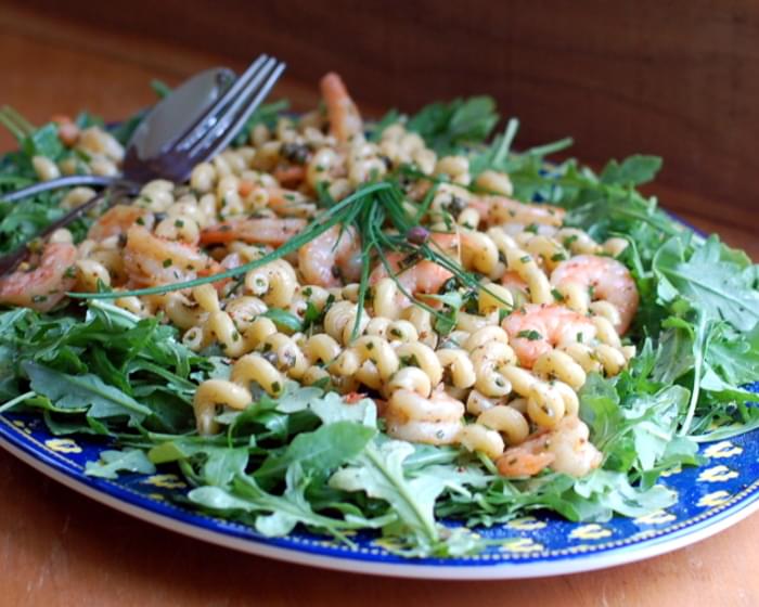 Shrimp Pasta Salad with Arugula