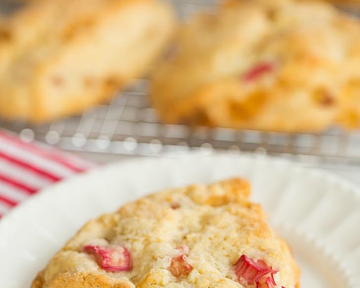Cream Scones Infused With Vanilla Bean And Loaded With Rhubarb And Crystallized Ginger.