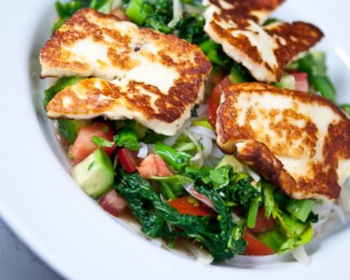 Asian Noodle Salad with Fried Halloumi