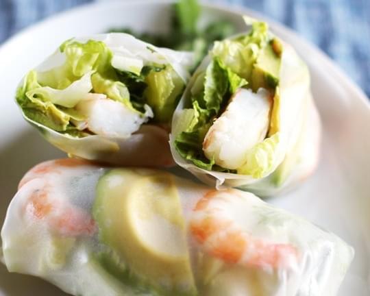 Shrimp and Avocado Summer Salad Rolls