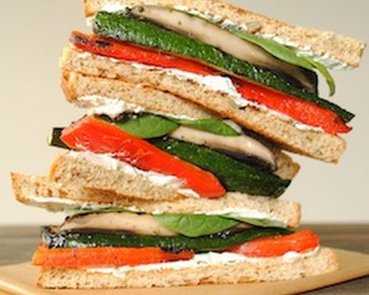 Grilled Vegetable Sandwiches with Herbed Goat Cheese