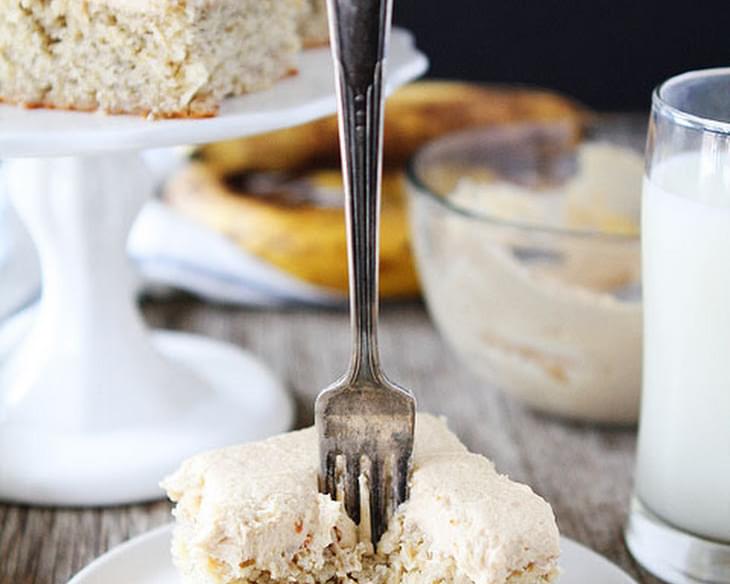 Easy Banana Cake with Peanut Butter Frosting