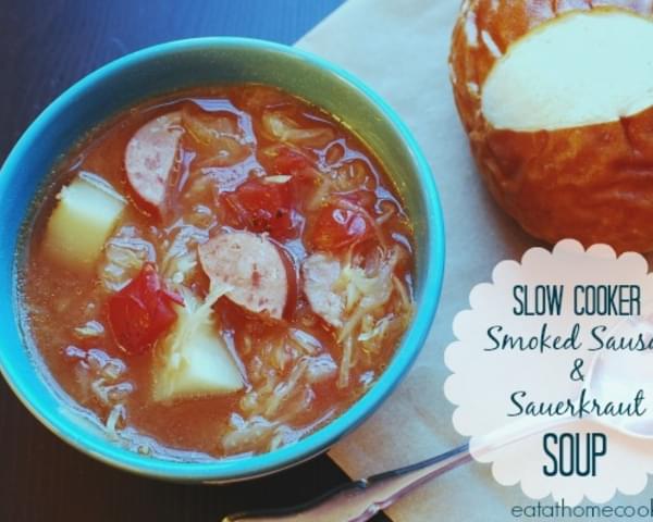 Slow Cooker Smoked Sausage and Sauerkraut Soup