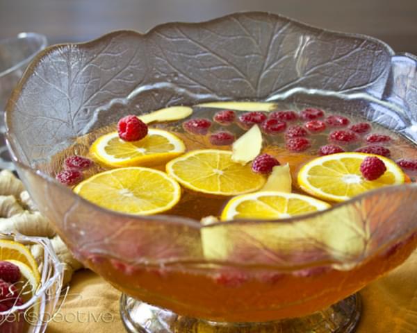 Champagne Punch with Raspberry and Orange Liqueur
