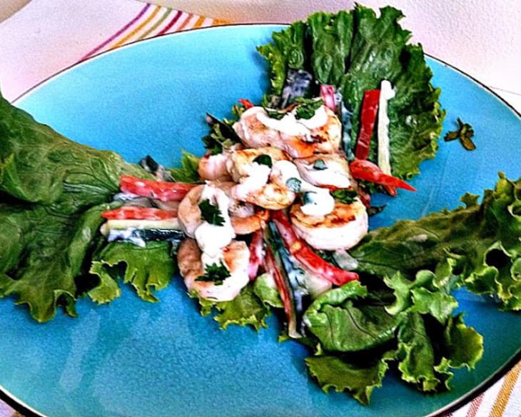 Shrimp Wraps or Salad with Spicy Dressing  Adapted from Leah Eskin