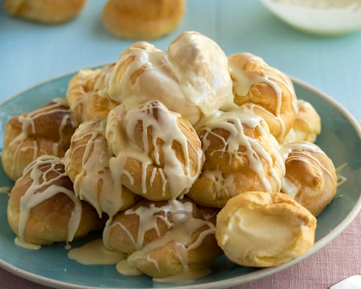 Passion Fruit Profiteroles With White Chocolate Drizzled