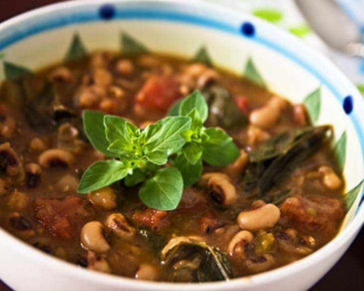 Spicy Collards and Black-eyed Pea Soup
