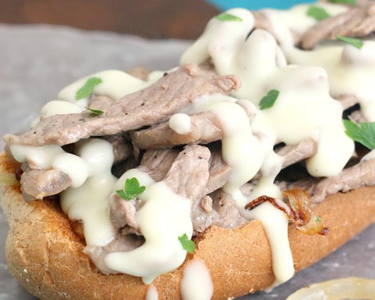 Open-Face Philly Cheese Steak Sandwiches