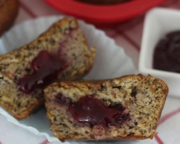 "Peanut Butter" and Jelly Stuffed Muffins