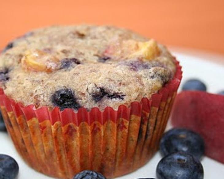 Blueberry Peach (and Whey) Muffins